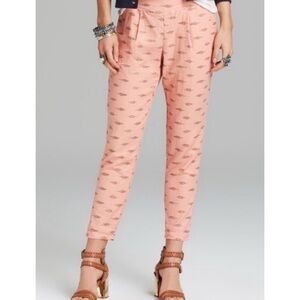 Free People Easy Pleat Linen Blend Cropped Pant, Peach Shimmer Gold - Size‎ S